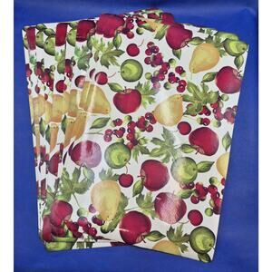8 Napperon Fruit Vinyl Placemats 12x18" Apples Pears Cherries